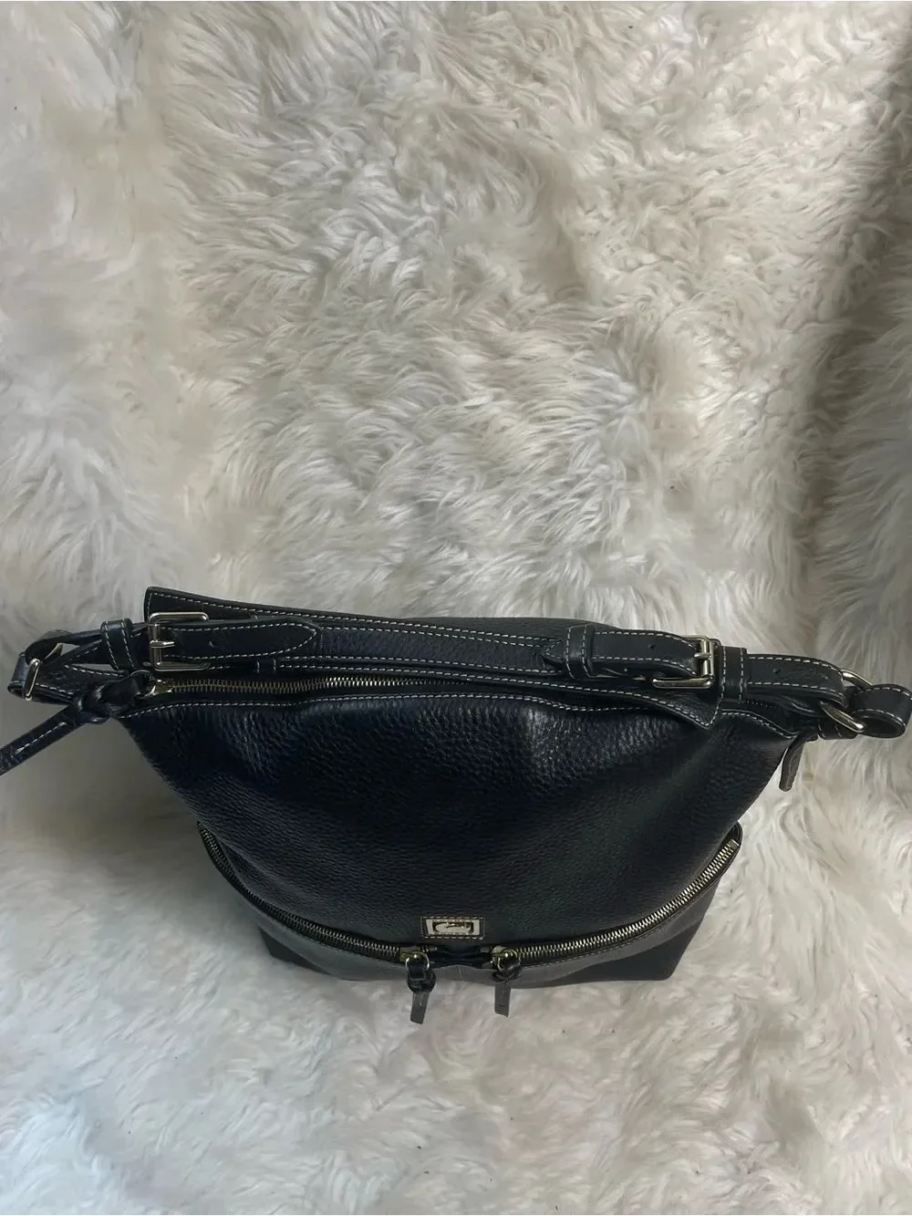 Dooney & Bourke Black Pebble Leather Hobo bag,gold tone hardwares